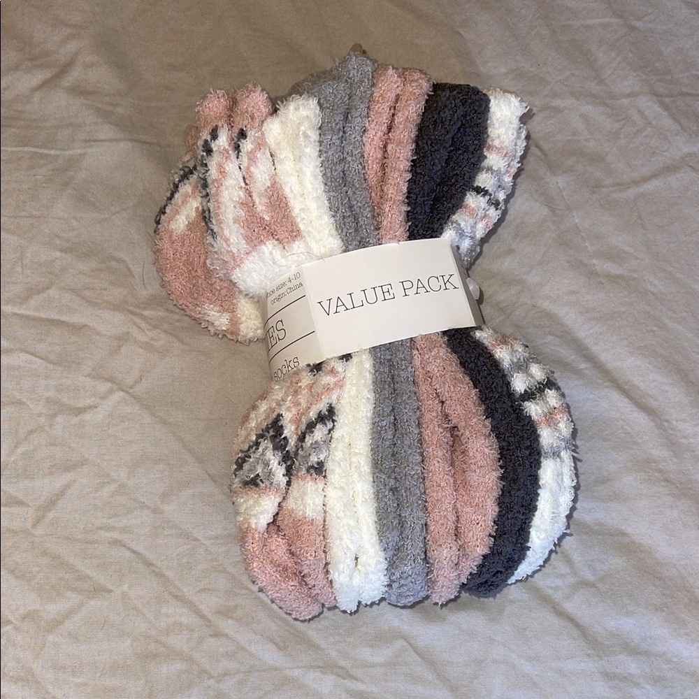 Cozy Multicolor Fuzzy Socks Value Pack